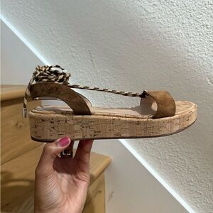 Gianvito Rossi Lace Up Cork Platform Sandals Size 41